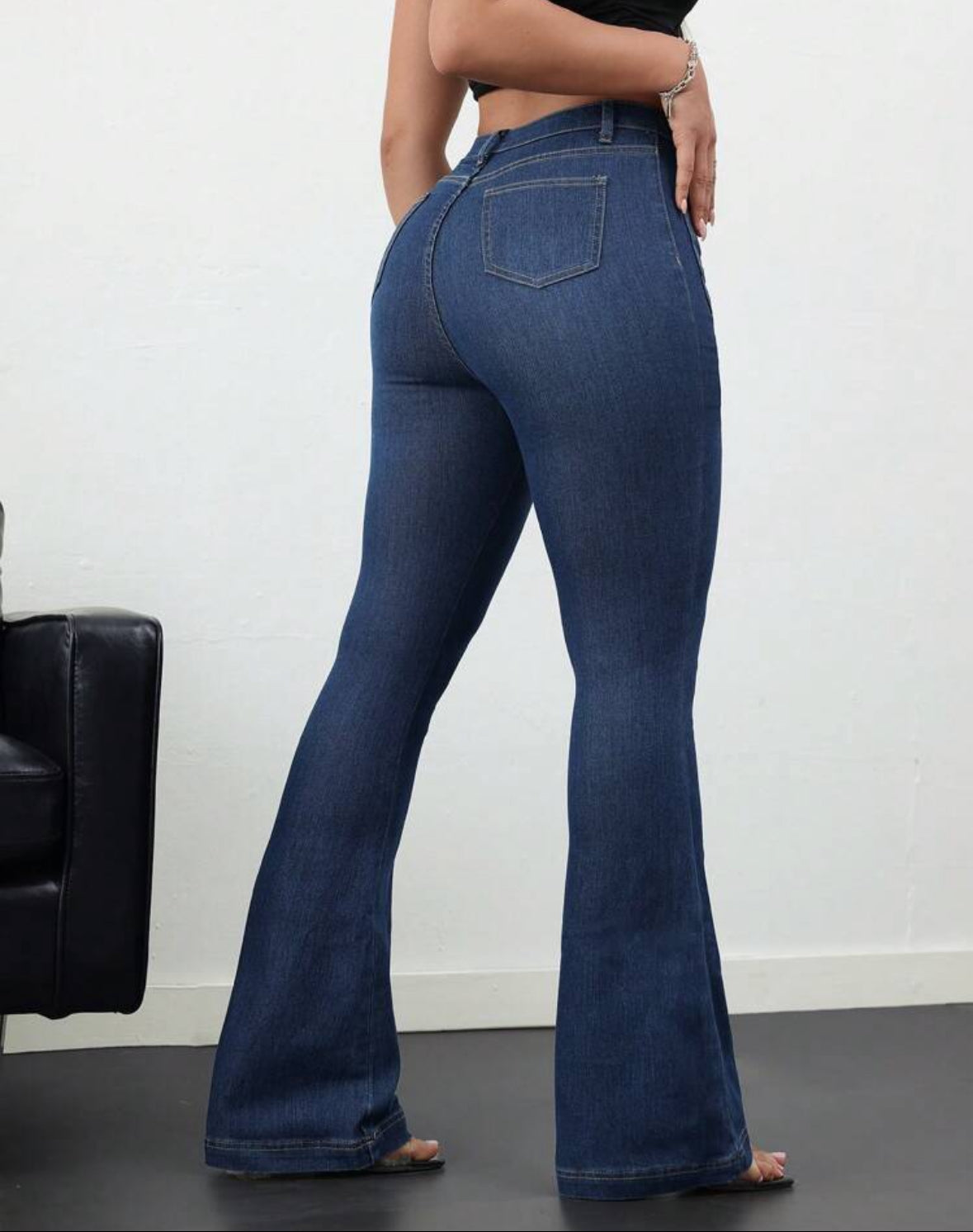 FZ Women's Skinny Stretch Flare Breasted Denim Pants