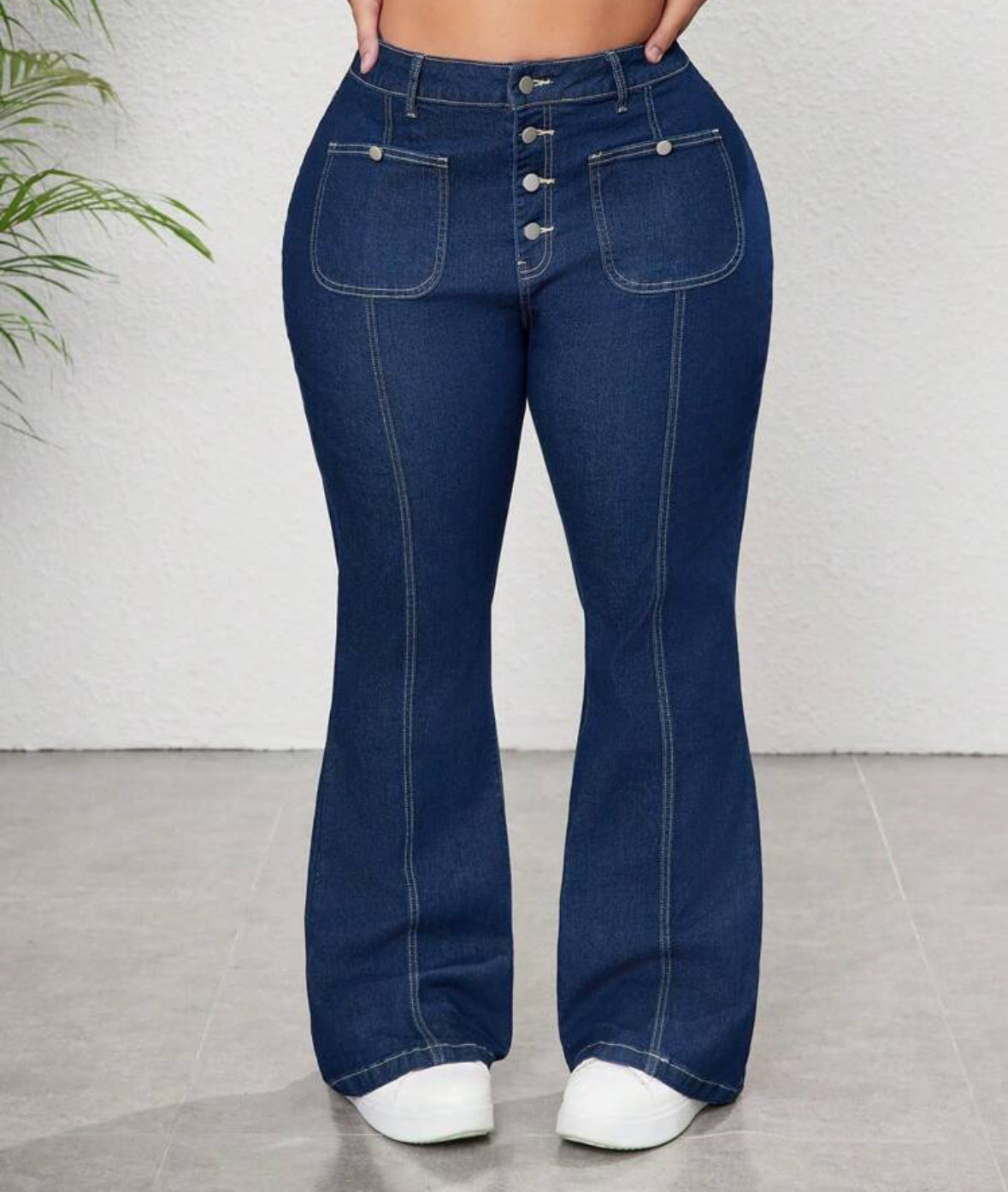FZ Women's Plus Size Stretch Skinny Flare Slimming Denim Pants