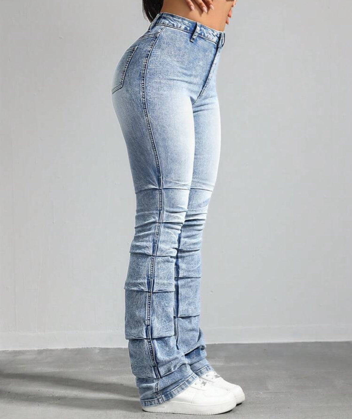 FZ Women's Skinny Stretch Stacked Flared Denim Pants