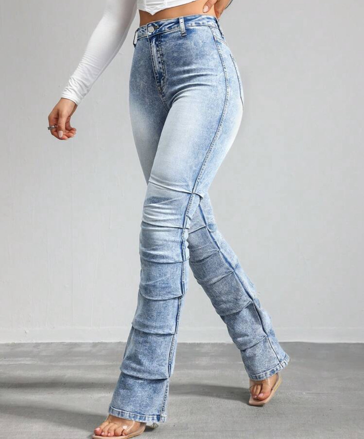 FZ Women's Skinny Stretch Stacked Flared Denim Pants