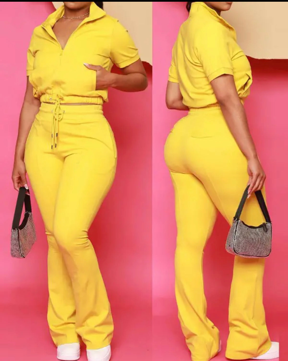 FZ Women's Drawstring Zipper Design Pants Suit - FZwear