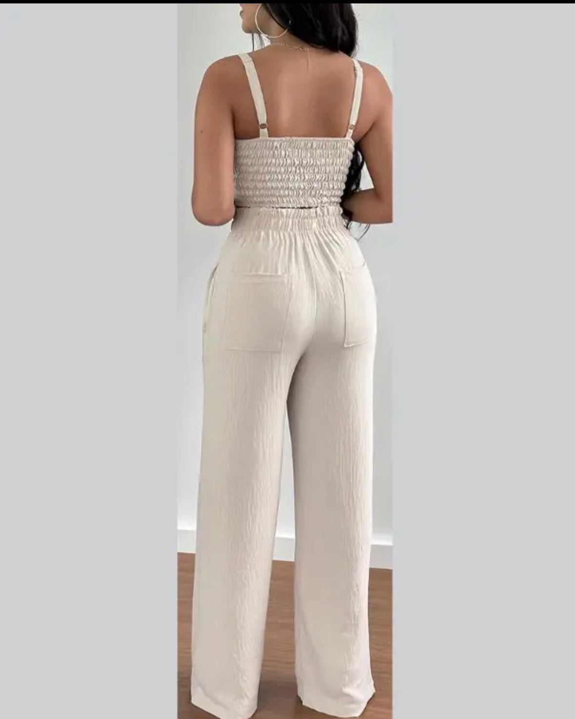 FZ Women's Shirred Design Wide Leg Pants Suit - FZwear