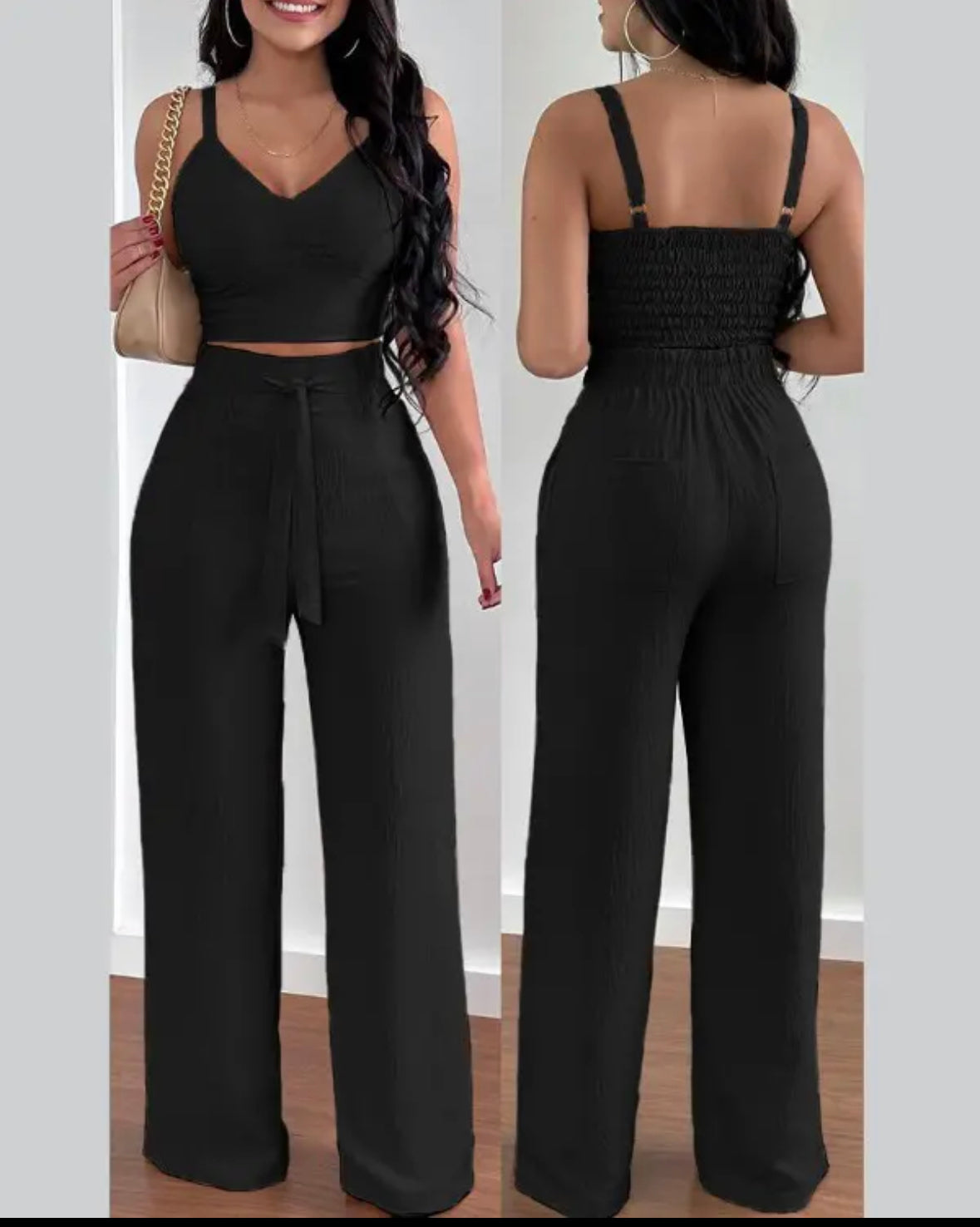 FZ Women's Shirred Design Wide Leg Pants Suit - FZwear