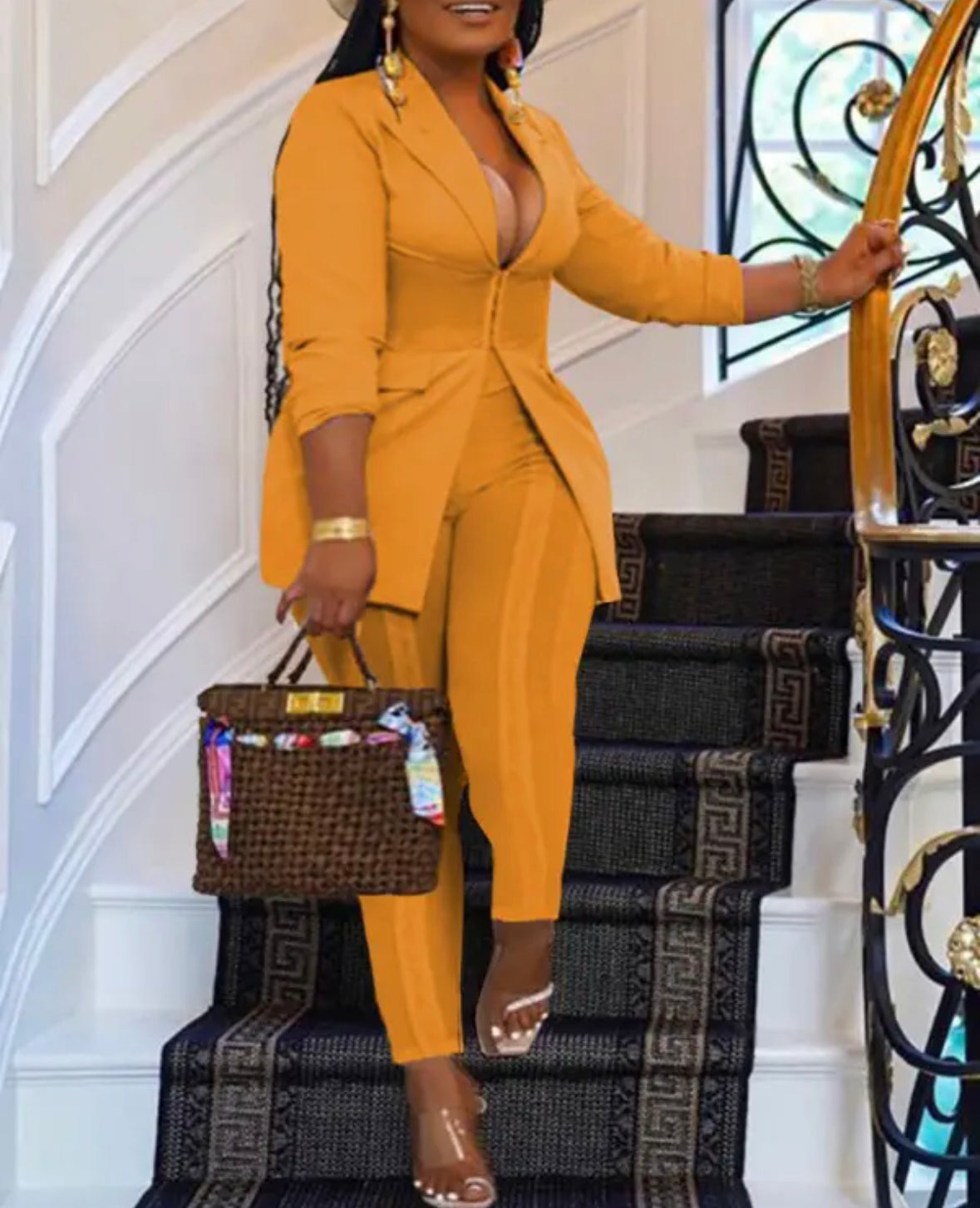 FZ Women's Plus Size Hook Front High Waist Pants suit - FZwear