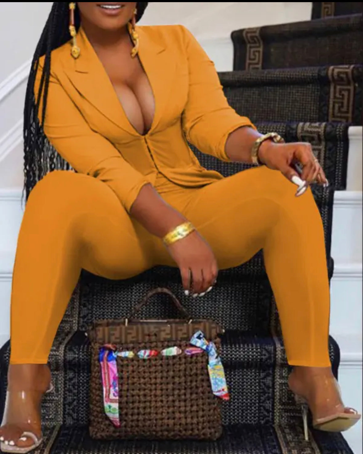 FZ Women's Plus Size Hook Front High Waist Pants suit - FZwear