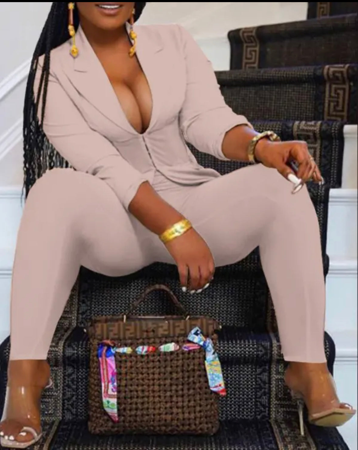 FZ Women's Plus Size Hook Front High Waist Pants suit - FZwear