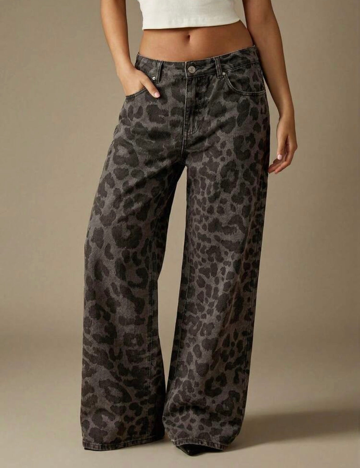 FZ Women's Low Rise Wide Leg Relaxed Fit Pastel Cotton Streetwear Denim Pants