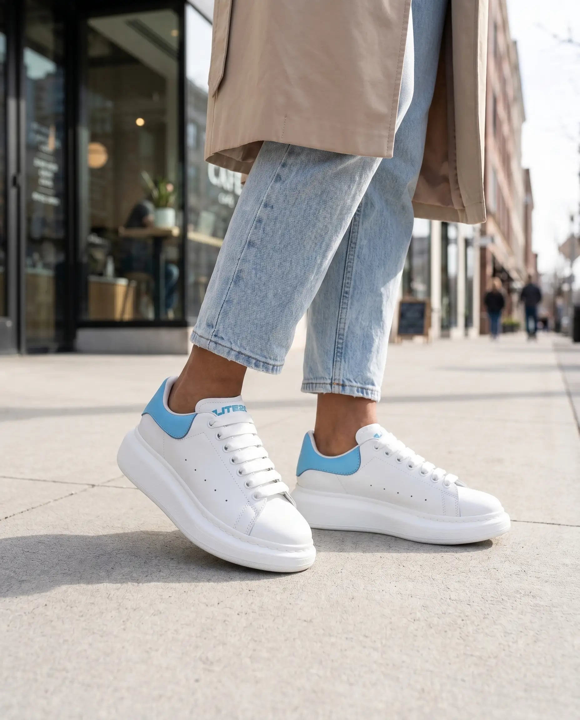 FZ Unisex Non Slip Lace Up Faux Leather Sneakers