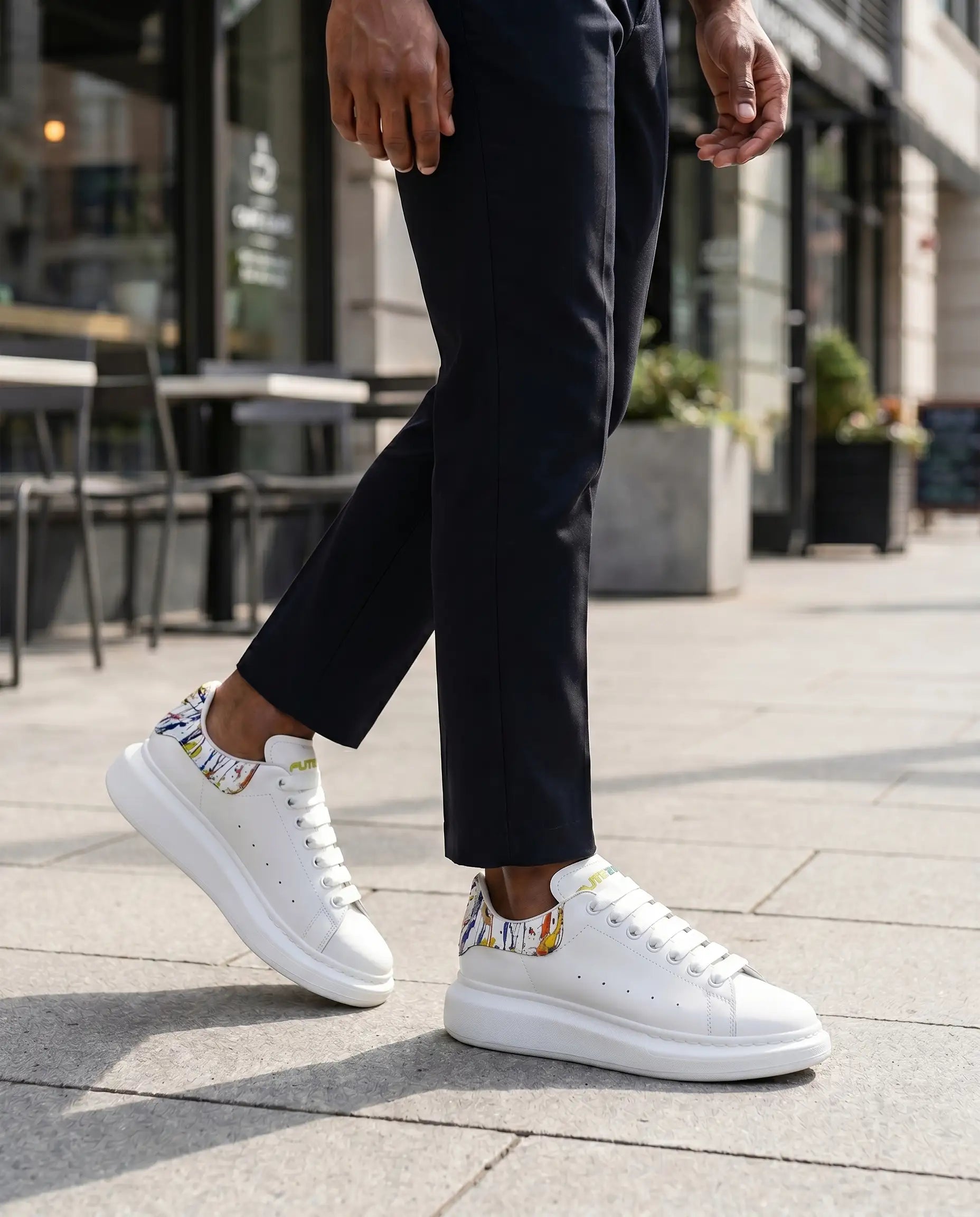 FZ Unisex Non Slip Lace Up Faux Leather Sneakers