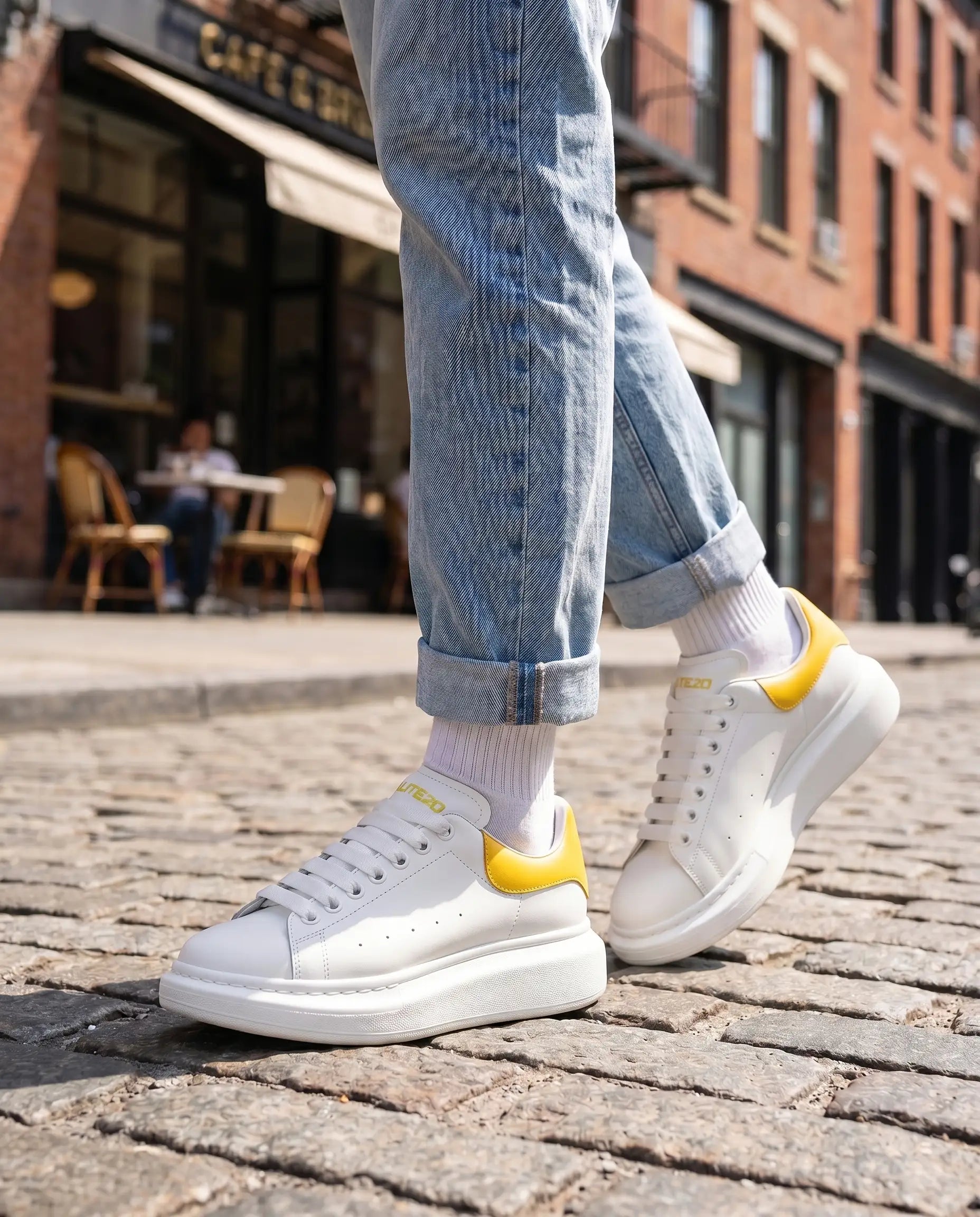 FZ Unisex Non Slip Lace Up Faux Leather Sneakers