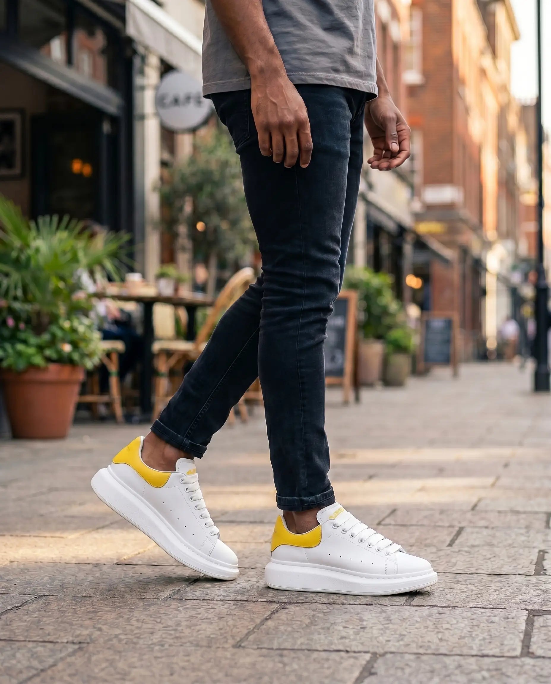 FZ Unisex Non Slip Lace Up Faux Leather Sneakers
