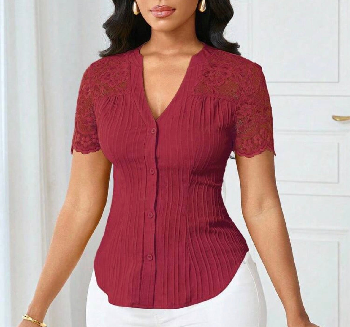 FZ Women's Casual Solid Color Simple Commuter Top