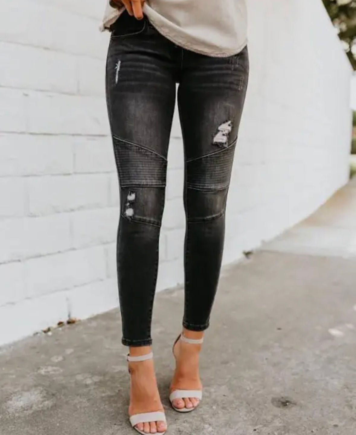 FZ Women's Ruched Distressed Pencil Denim Jeans - FZwear