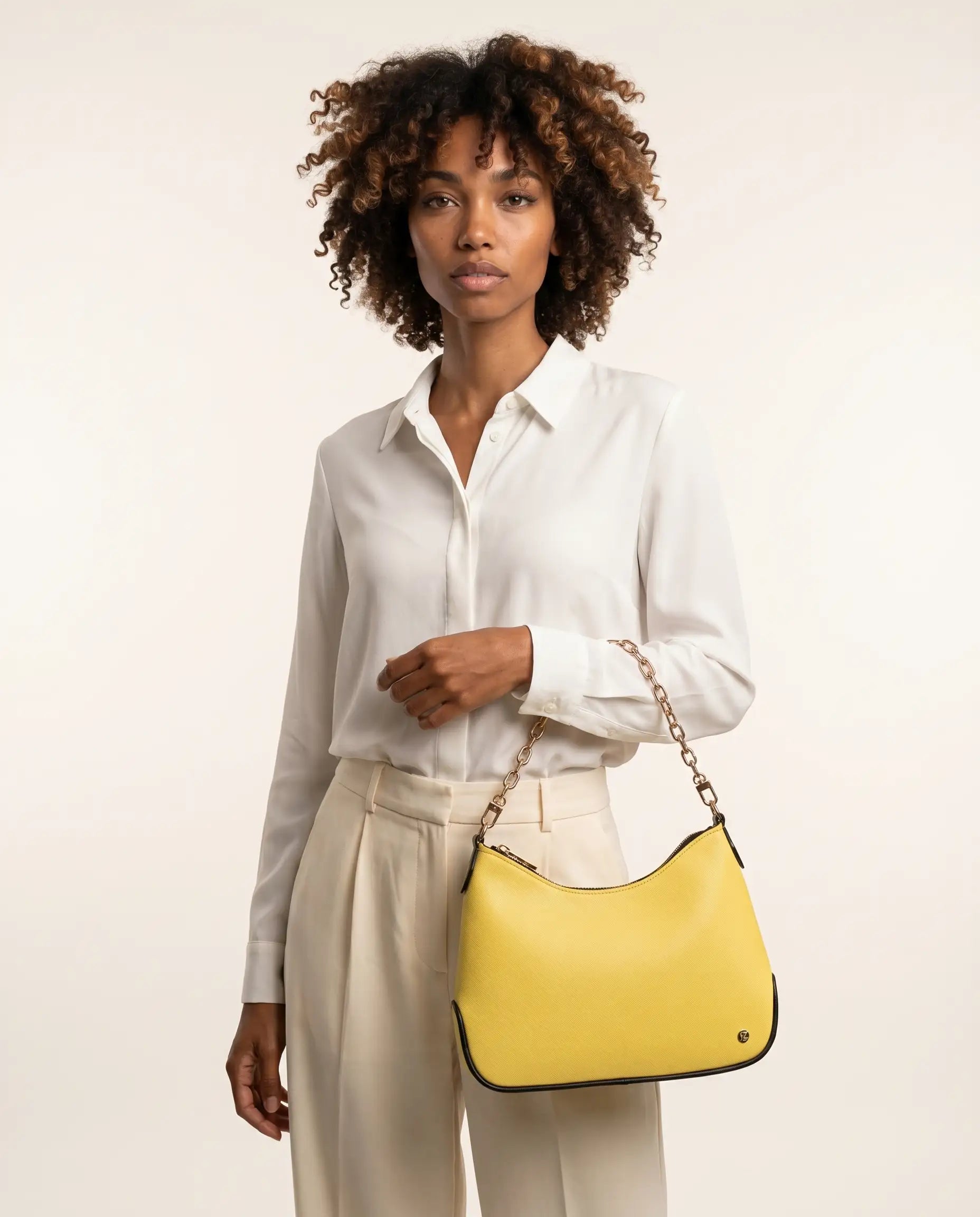 FZ Womens Twill Faux Leather Chain Shoulder Bag
