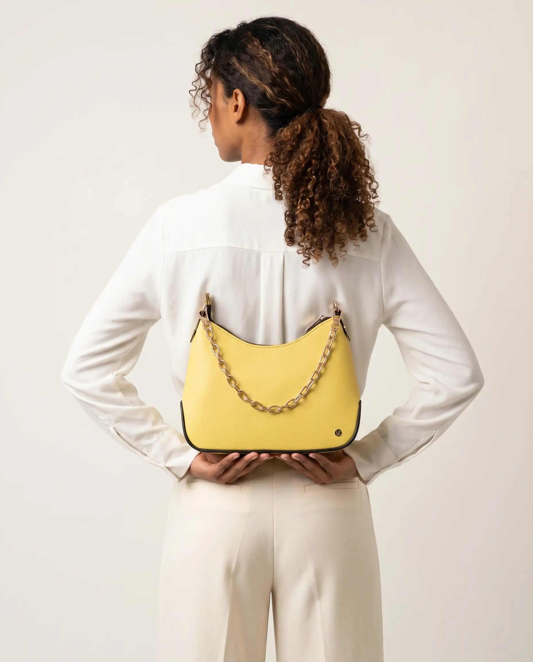 FZ Womens Twill Faux Leather Chain Shoulder Bag