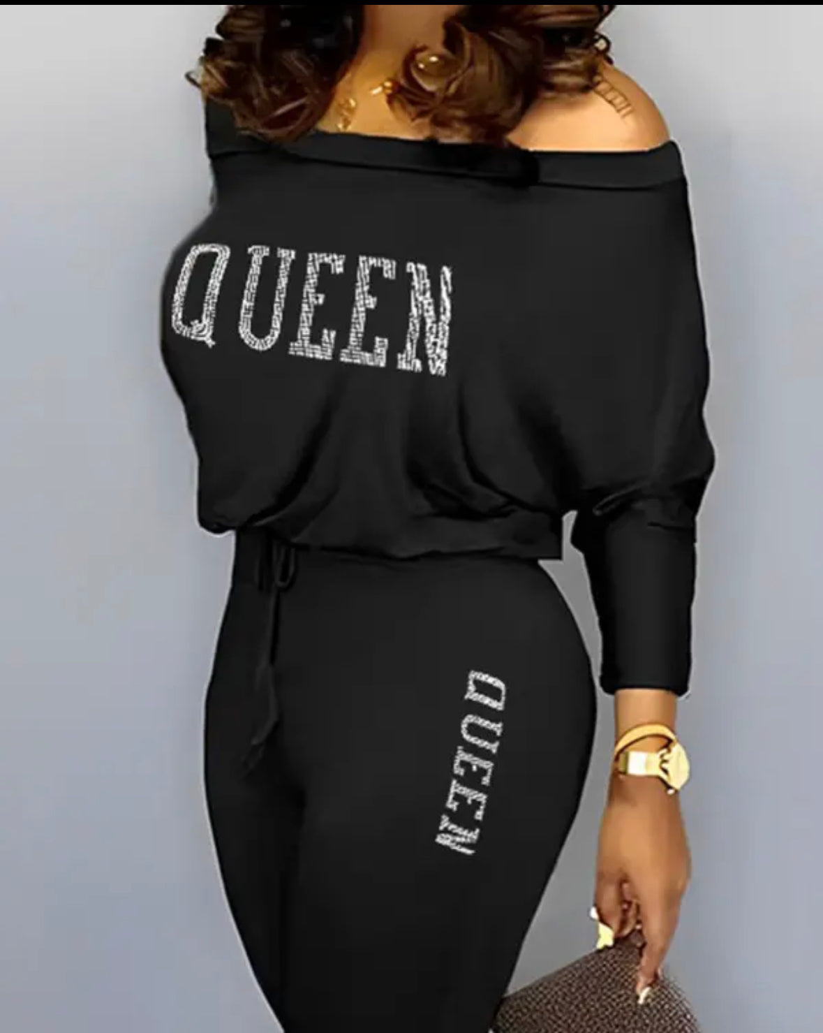 FZ Women's Rhinestone Letter Pattern Jumpsuit - FZwear