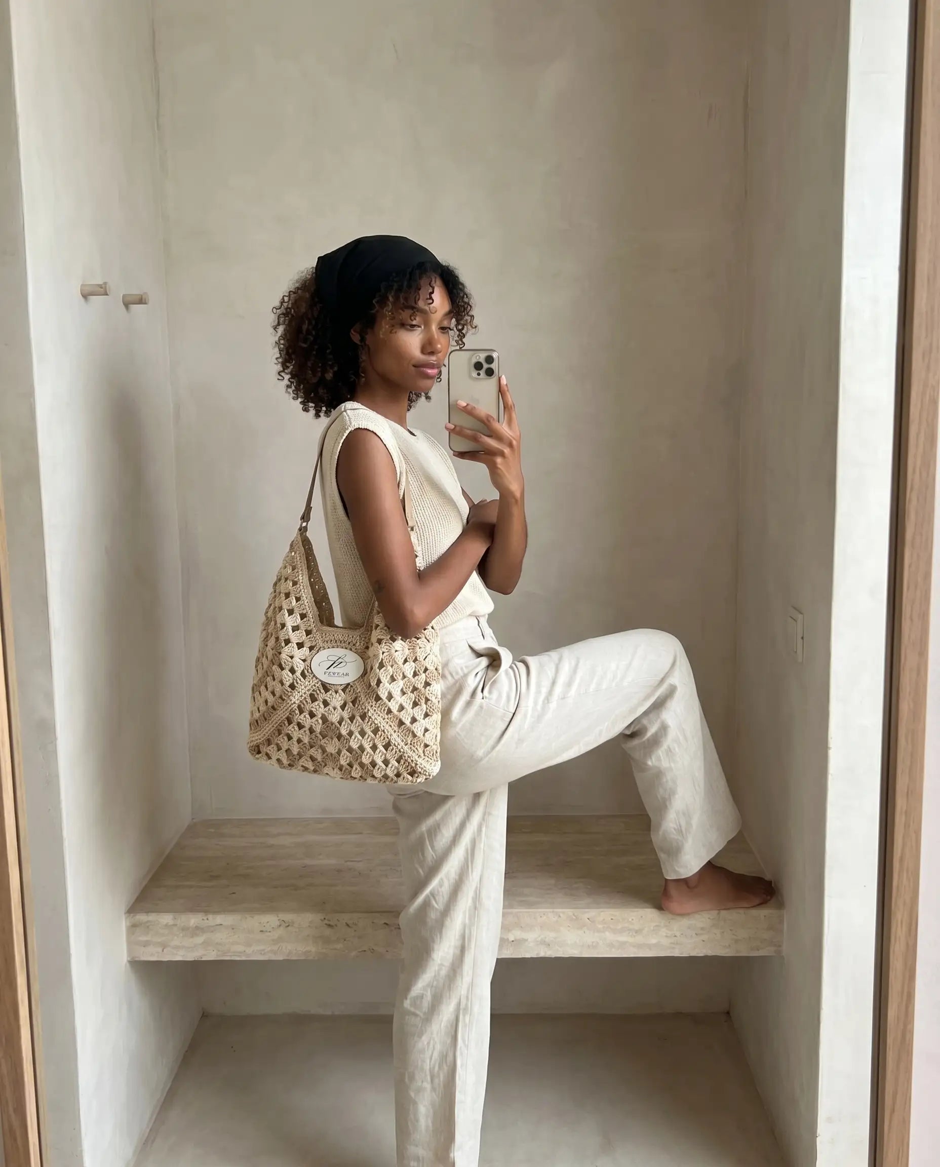 FZ Women's Crochet Straw Handbag