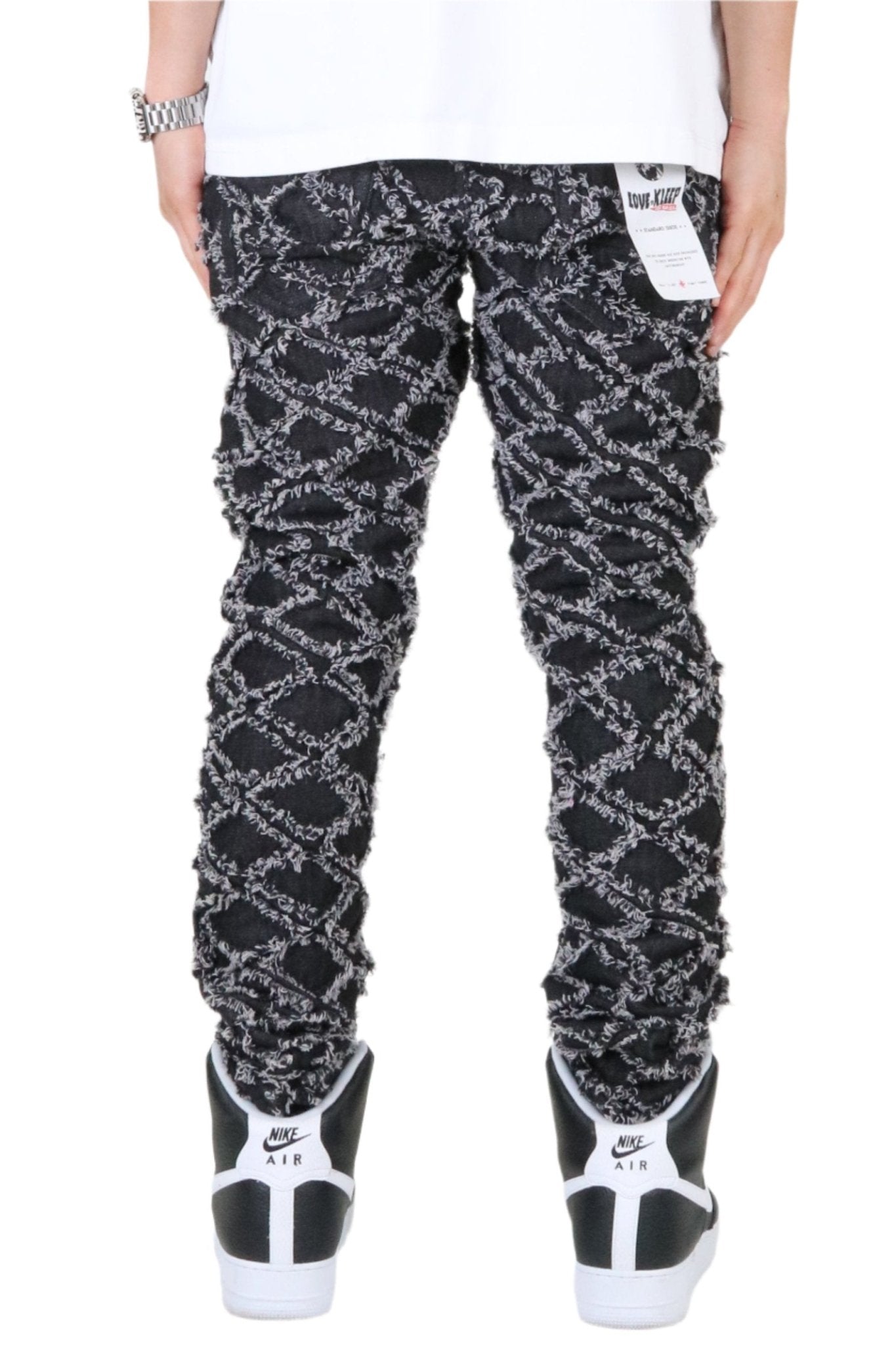 ACE Men's premium rip&repair slim fit quilted denim pants