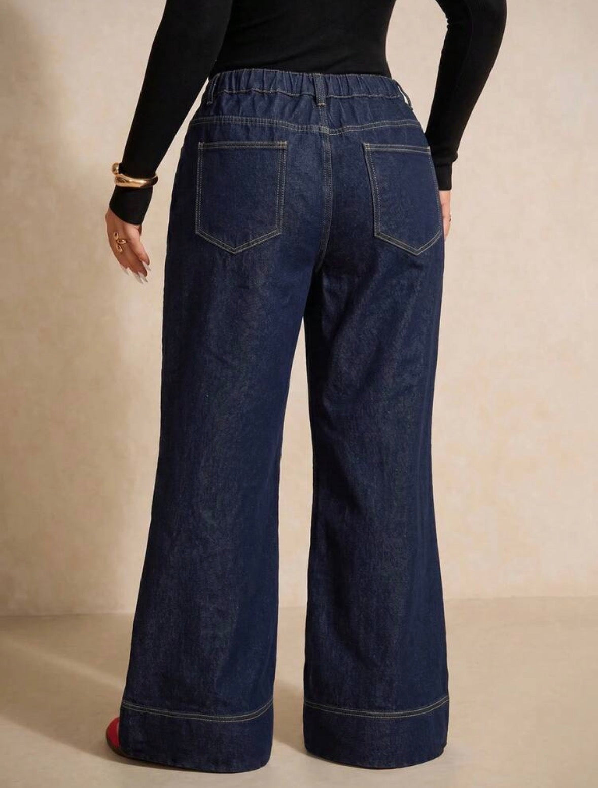 FZ Women's Plus Size High Waisted Wide Leg Streetwear Denim Pants