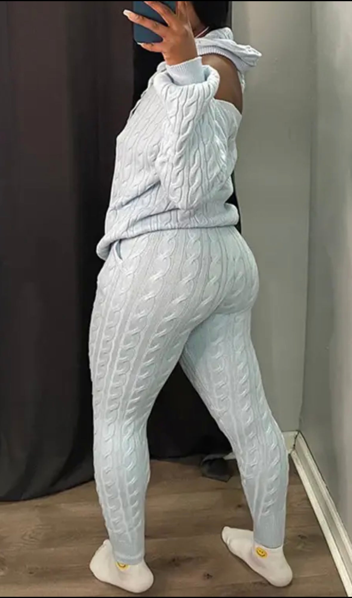 FZ Women's Cold Shoulder Cable Knit Pants Suit - FZwear