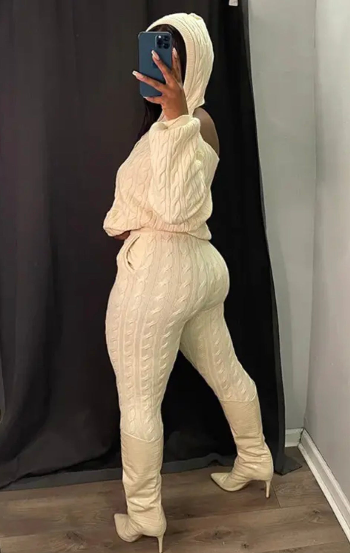 FZ Women's Cold Shoulder Cable Knit Pants Suit - FZwear