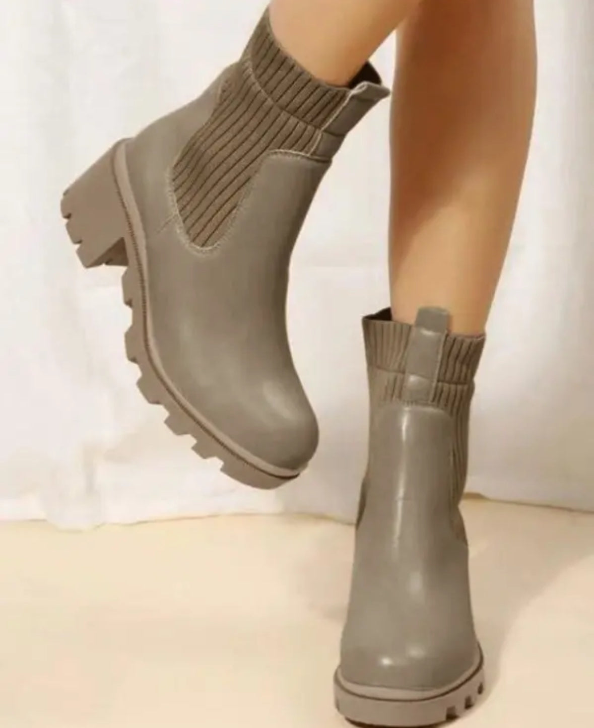 FZ Women's Square Toe Knit Patch Martin Boots - FZwear