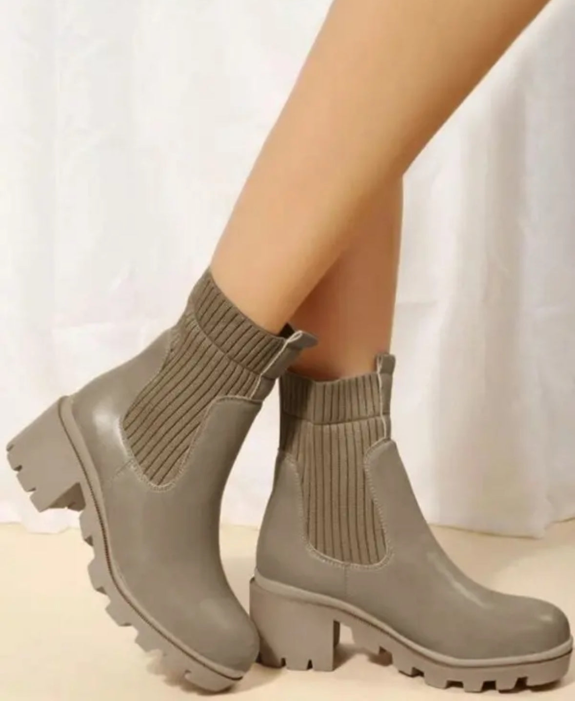 FZ Women's Square Toe Knit Patch Martin Boots - FZwear