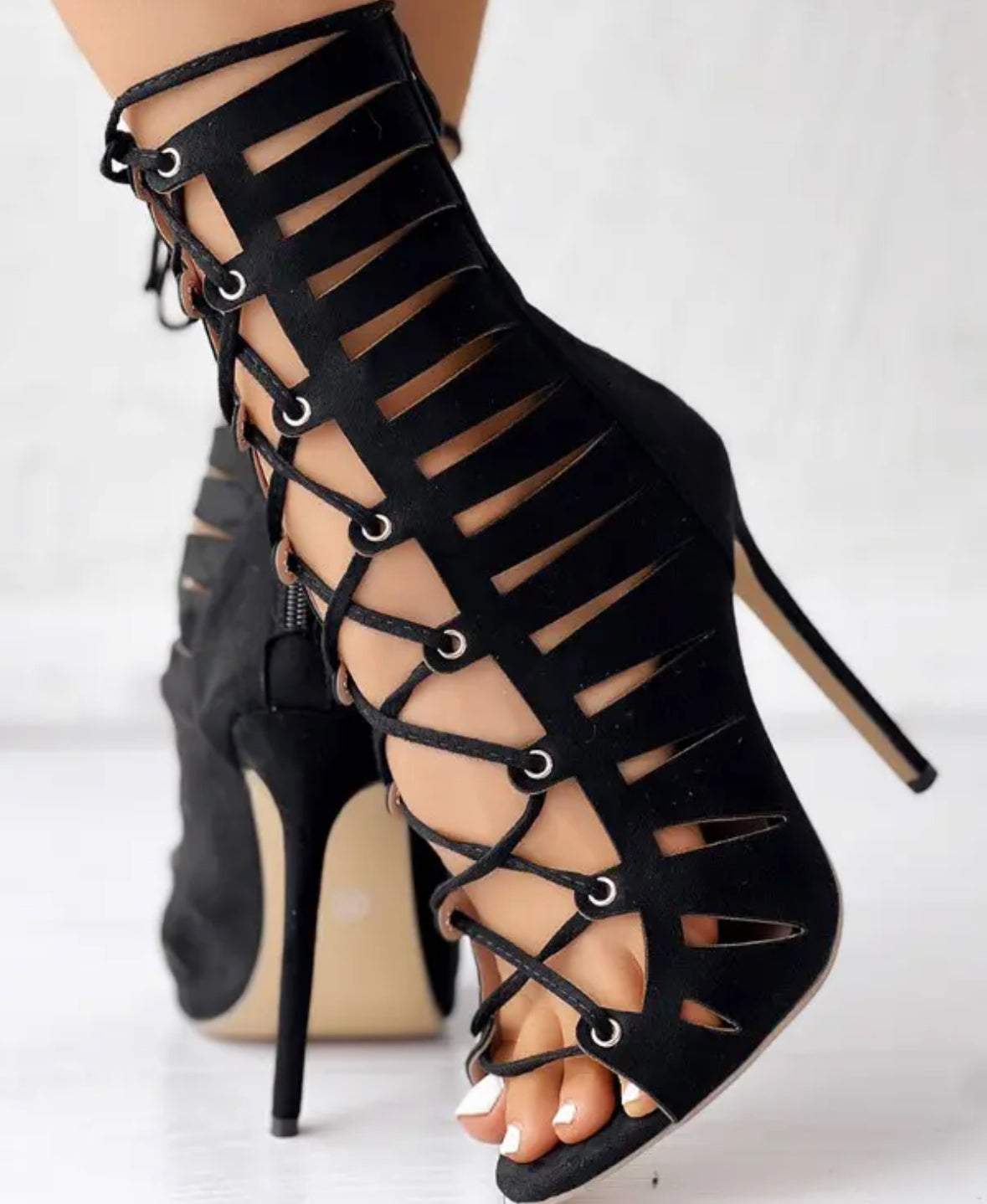 FZ Women's Eyelet Lace-up Ankle Stiletto Heeled Boots - FZwear