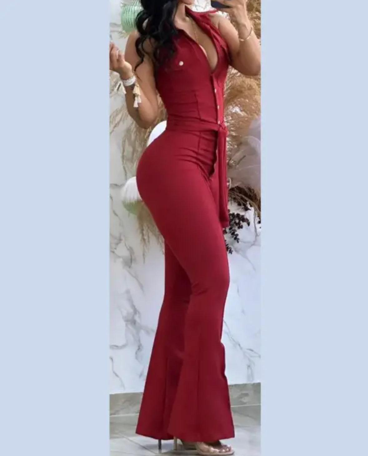 FZ Women's Turn Down Collar Sleeveless Flared Jumpsuit - FZwear