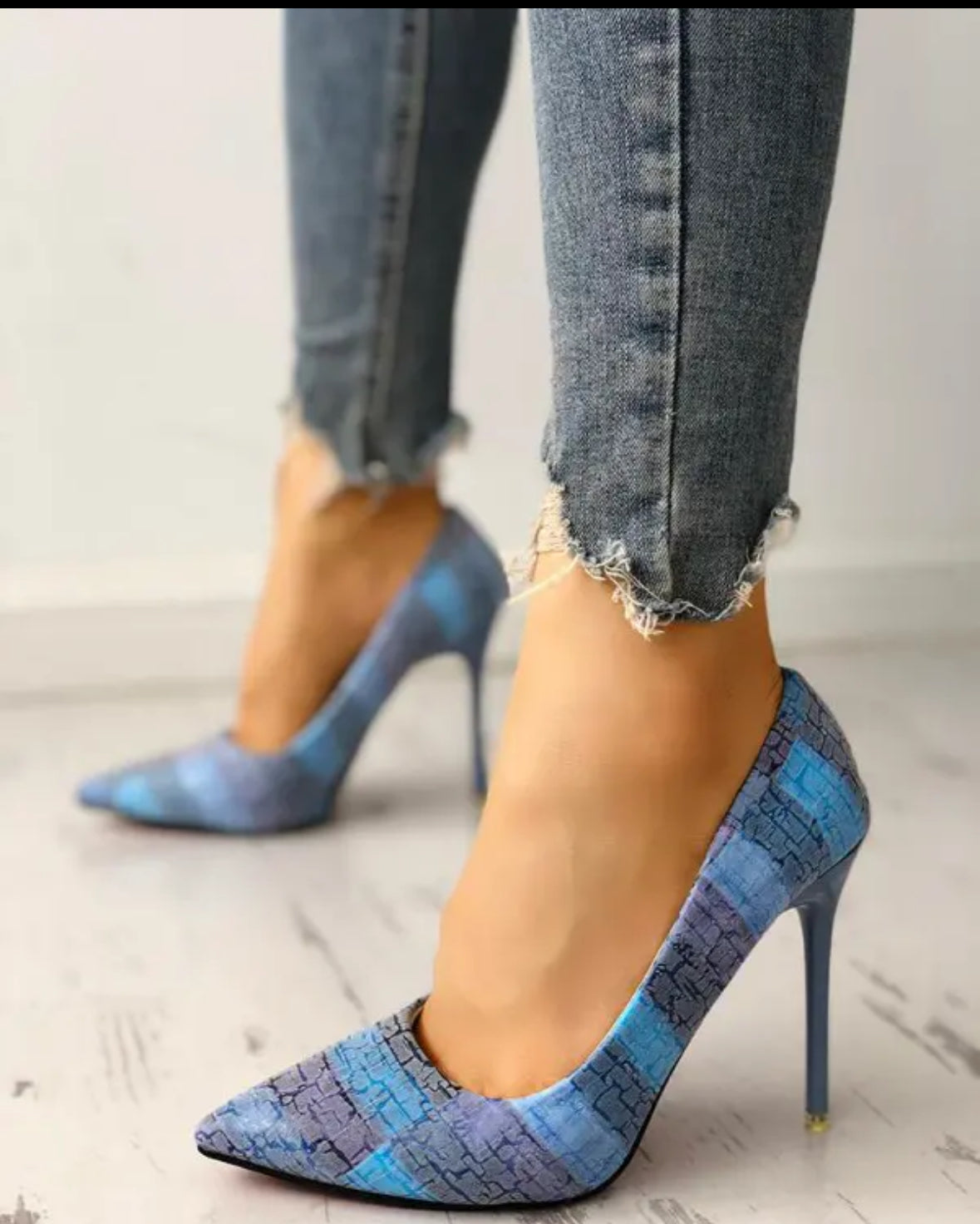 FZ Women's Contrast Color Pointed Toe Thin Heel Shoes - FZwear