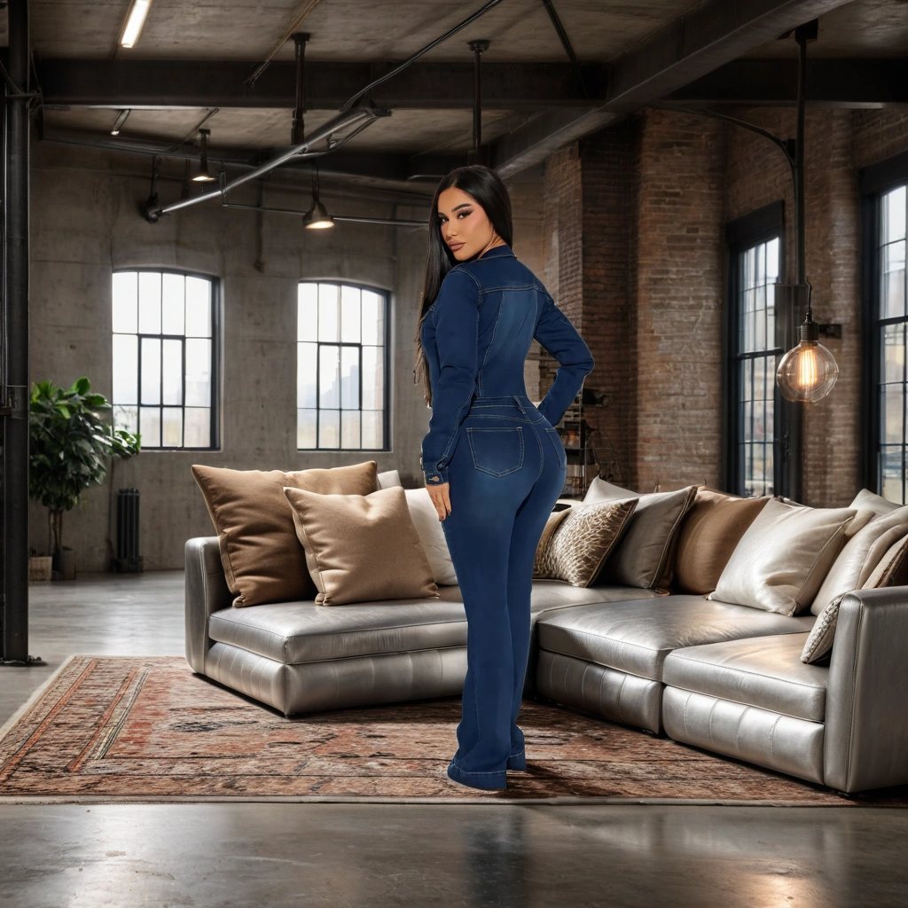 FZ Women's Luxury Designer Sexy Denim Boot Cut Jumpsuit - FZwear