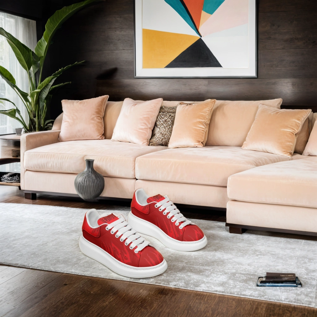 FZ Unisex Non Slip Lace Up Faux Leather Sneakers