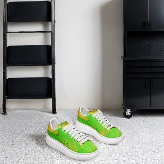 FZ Unisex Non Slip Lace Up Faux Leather Sneakers