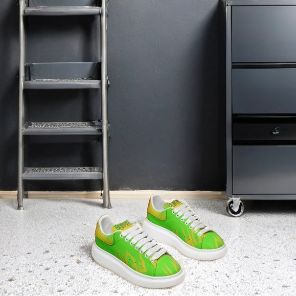 FZ Unisex Non Slip Lace Up Faux Leather Sneakers