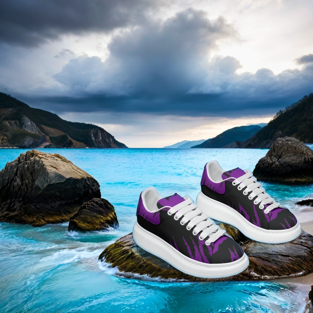 FZ Unisex Non Slip Lace Up Faux Leather Sneakers