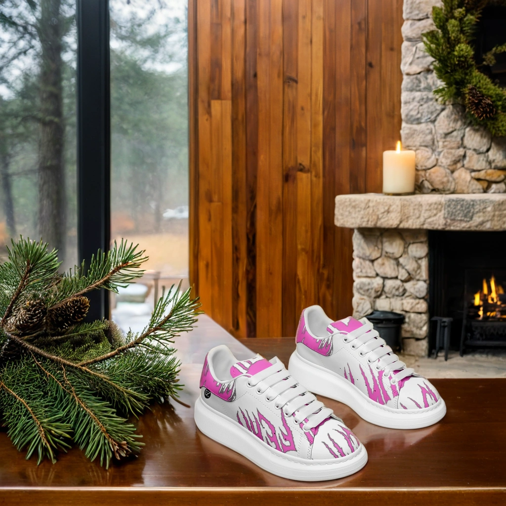 FZ Unisex Non Slip Lace Up Faux Leather Sneakers