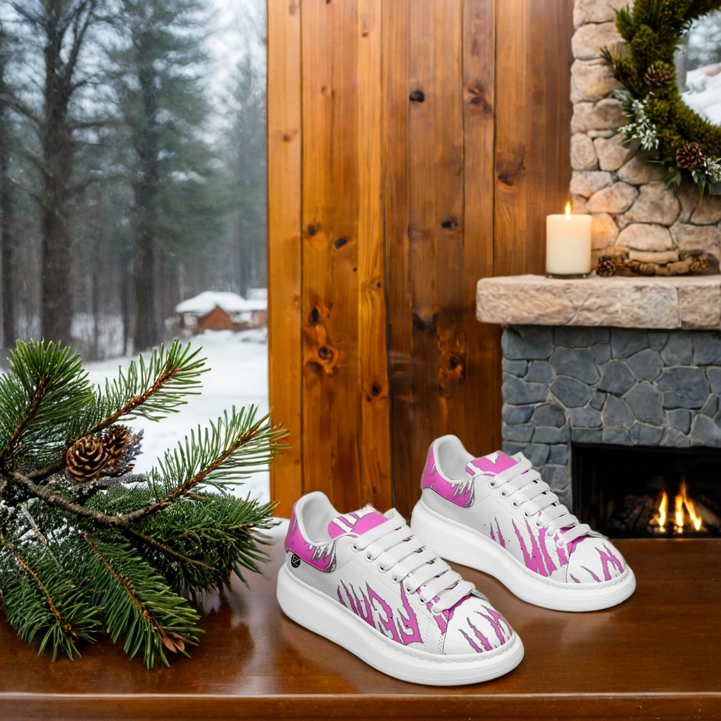 FZ Unisex Non Slip Lace Up Faux Leather Sneakers