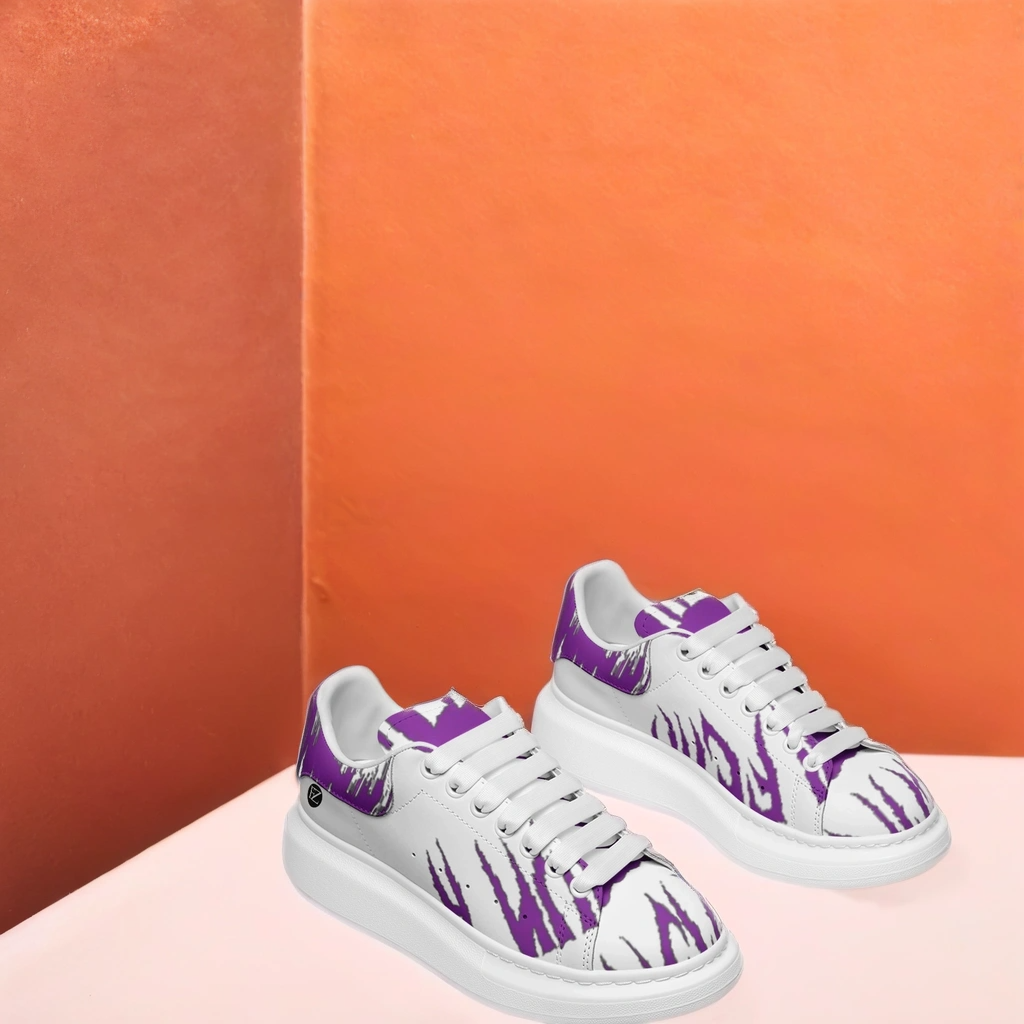 FZ Unisex Non Slip Lace Up Faux Leather Sneakers