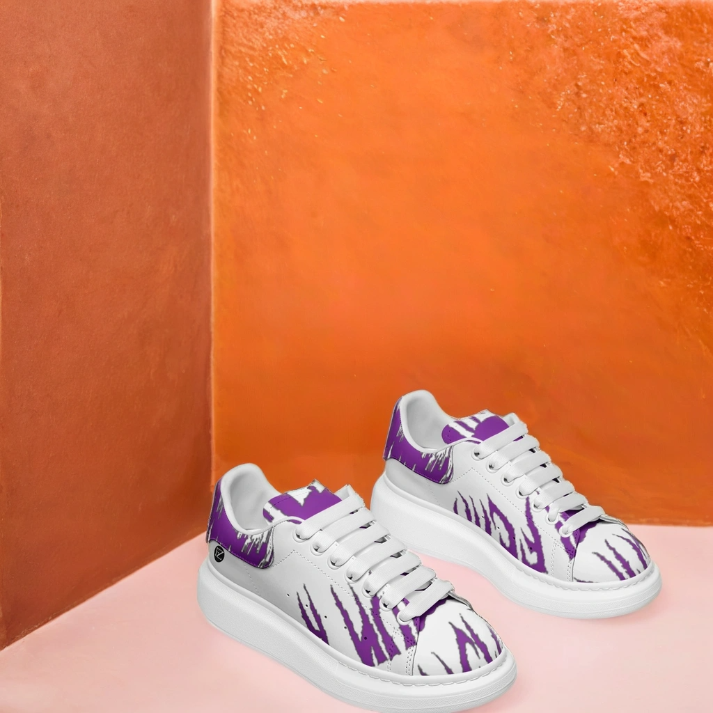 FZ Unisex Non Slip Lace Up Faux Leather Sneakers