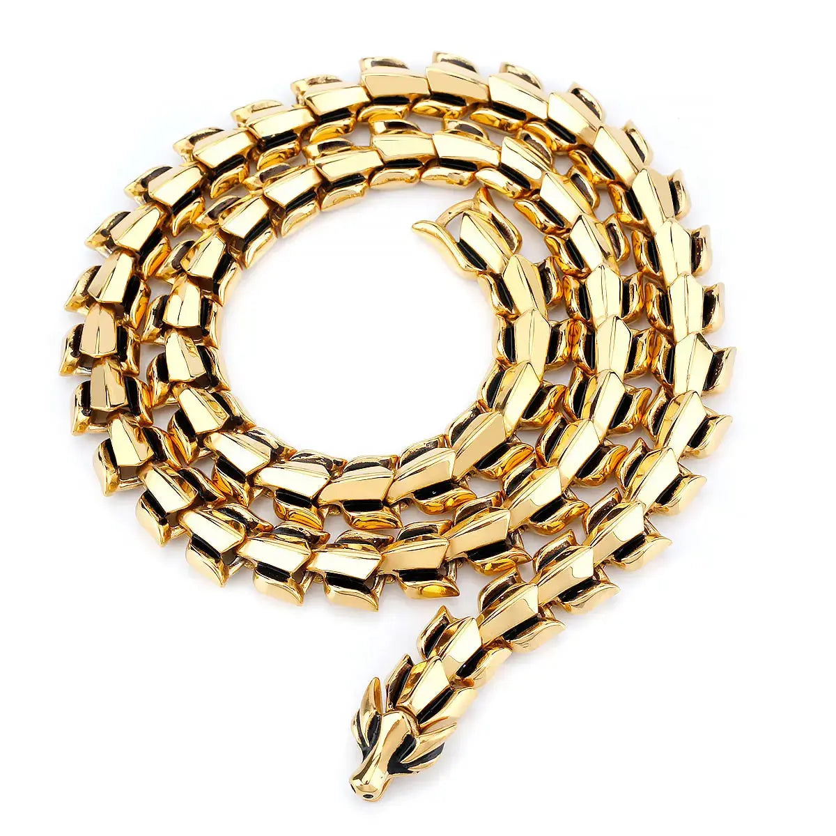 Nordic Viking Ouroboros Dragon Necklace Men's Stainless Steel Vintage Punk Chain Necklace Fashion Hip Hop Street Culture Jewelry FZwear