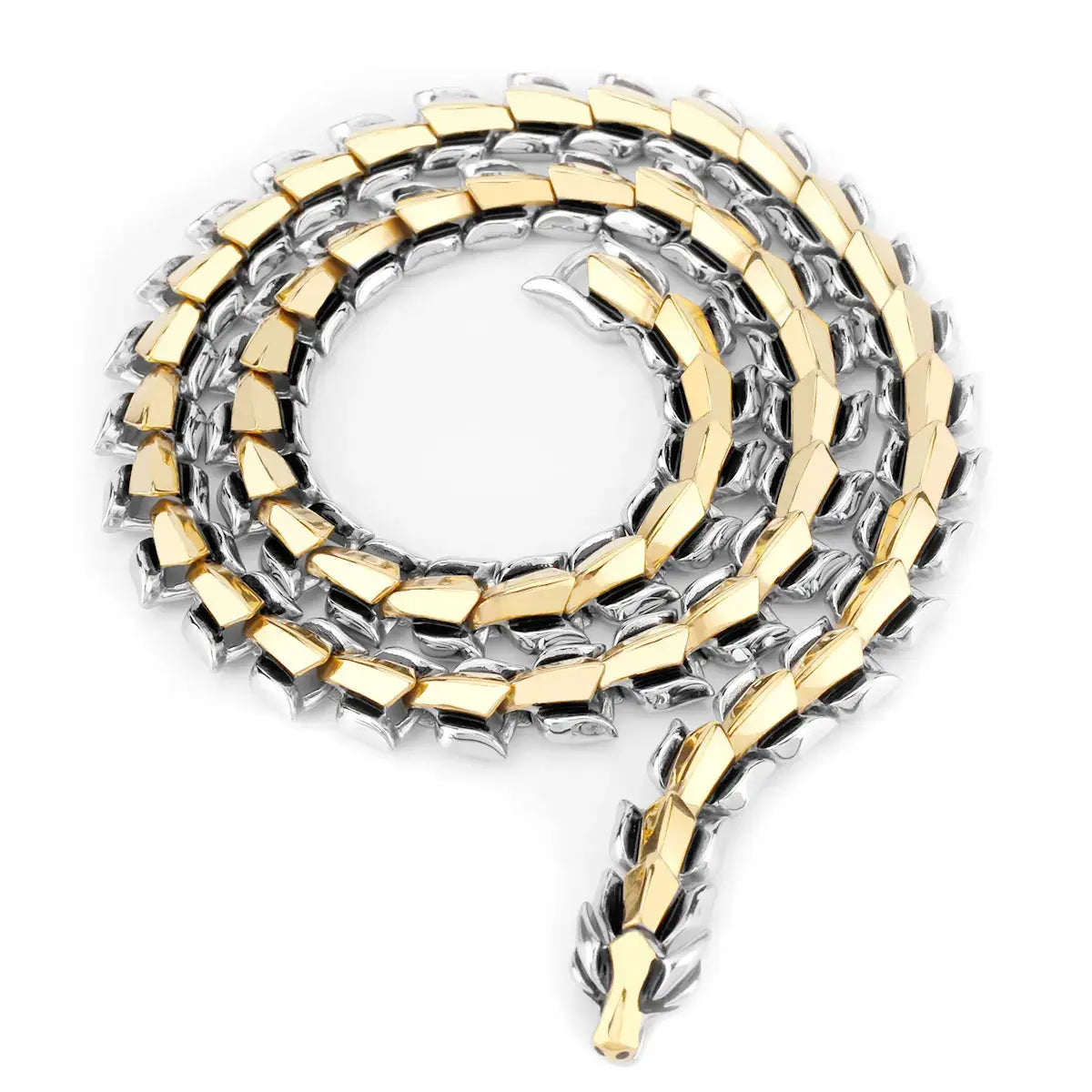 Nordic Viking Ouroboros Dragon Necklace Men's Stainless Steel Vintage Punk Chain Necklace Fashion Hip Hop Street Culture Jewelry FZwear