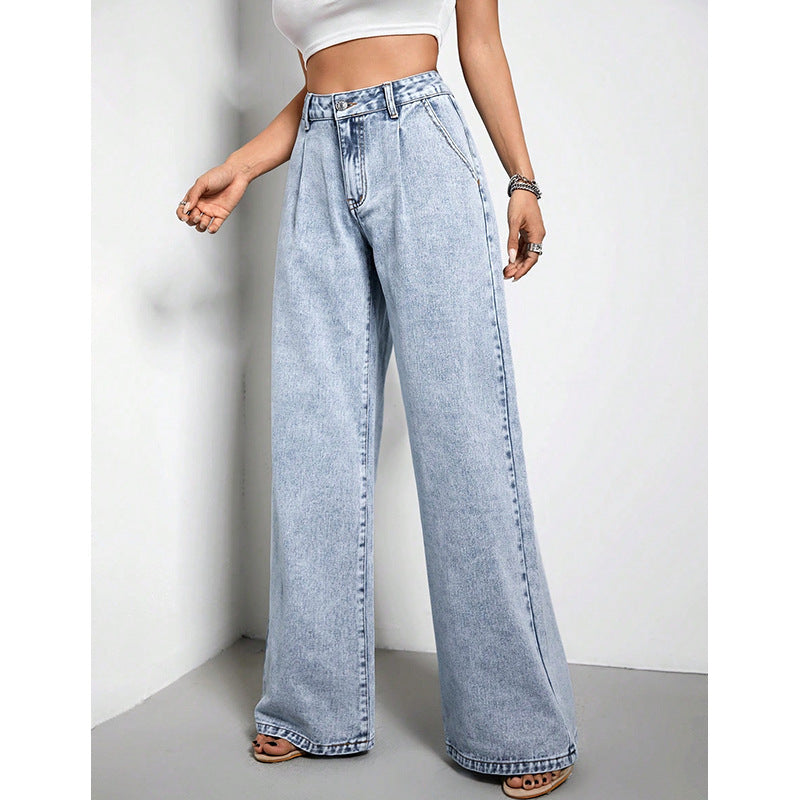 FZ Women's Wide Leg Slimming Draping Loose Mop Denim Pants - FZwear