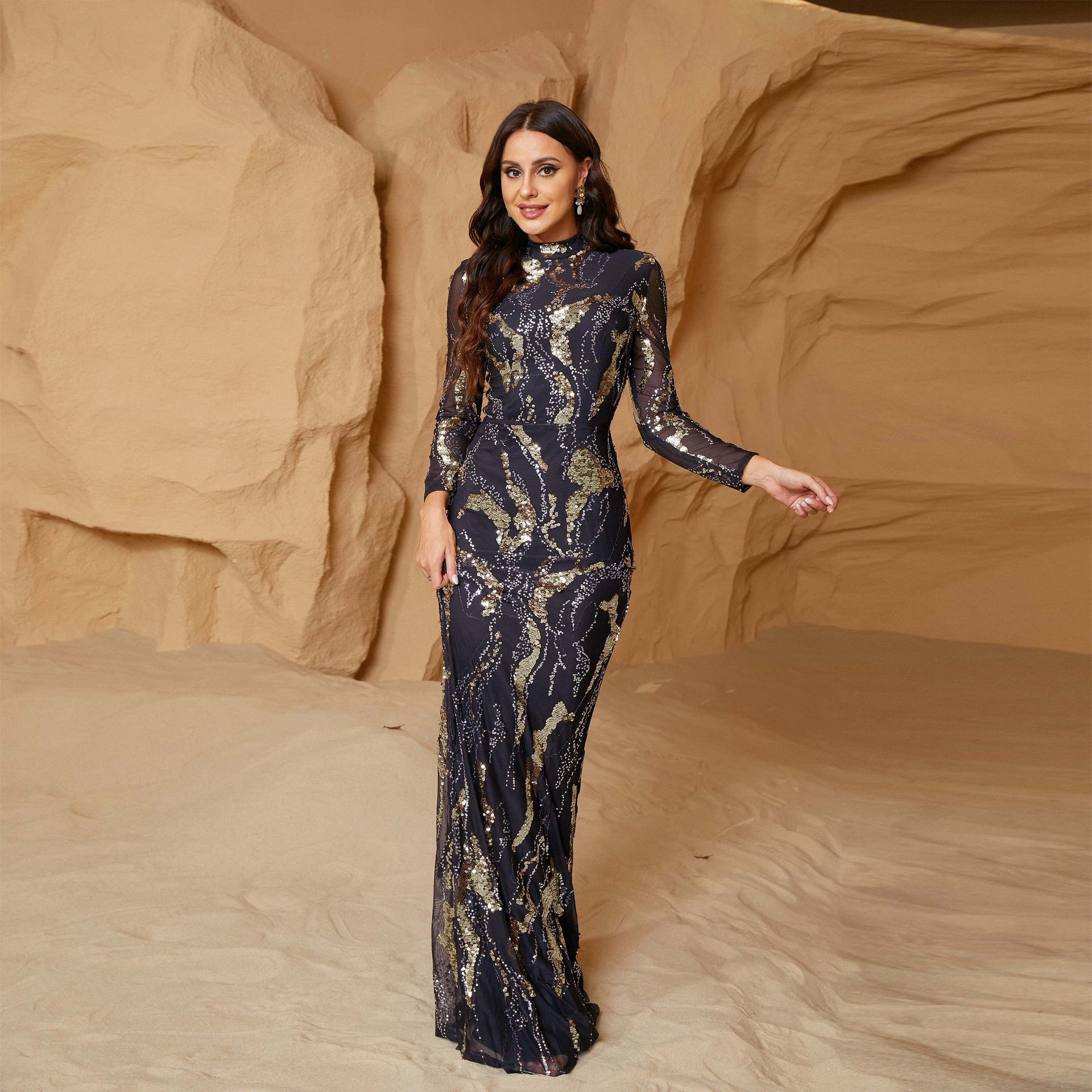 FZ Women's Sexy Slim Long Sequined Cocktail Evening Dress - FZwear