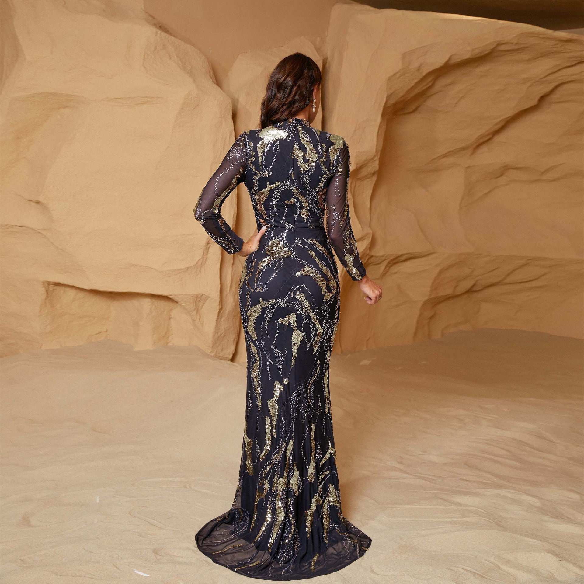FZ Women's Sexy Slim Long Sequined Cocktail Evening Dress - FZwear
