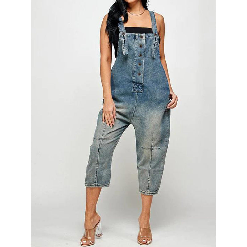 FZ Women's Casual Siamese Suspender Denim Jumpsuit - FZwear