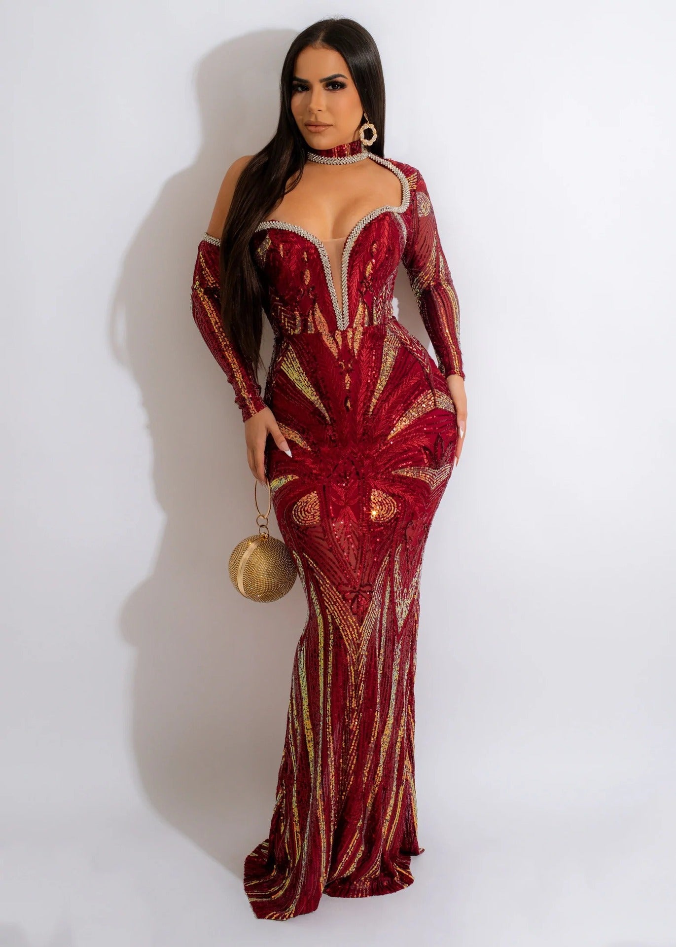 FZ Women's Halter Sequined Slim Fit Evening Dress - FZwear