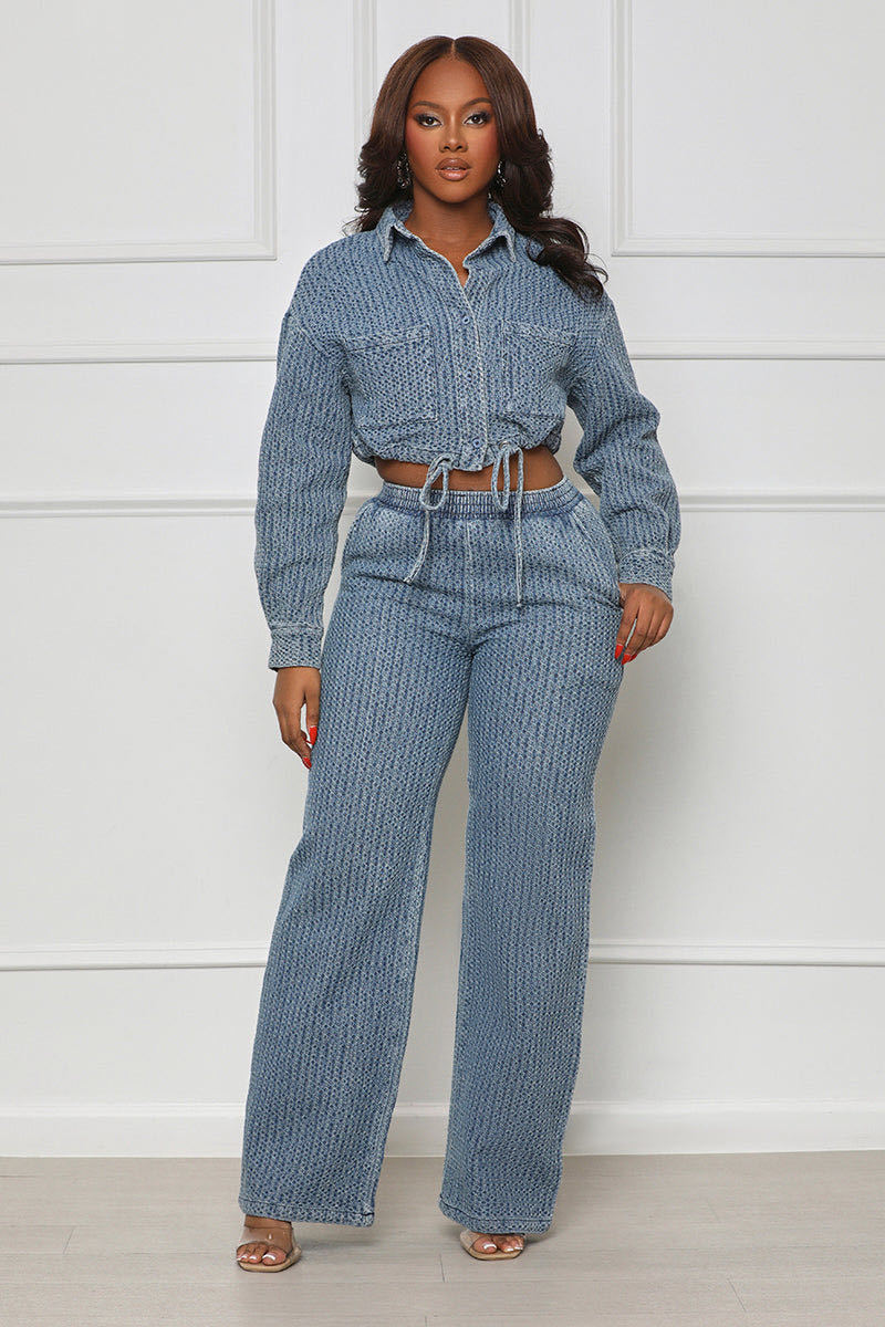 FZ Women's Long Sleeved Denim Two Piece Pants Suit - FZwear