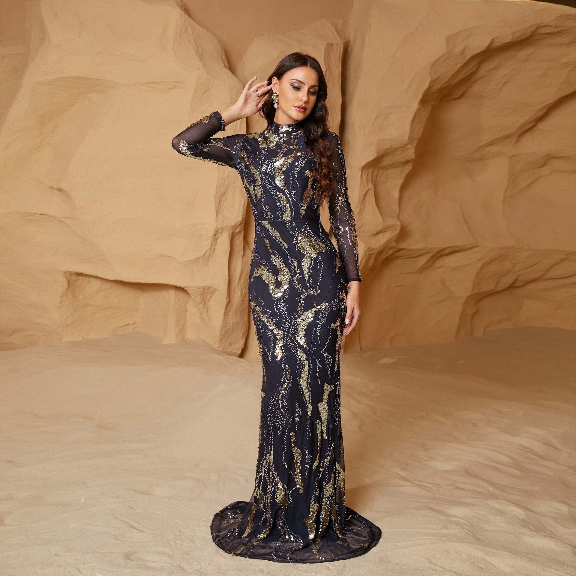 FZ Women's Sexy Slim Long Sequined Cocktail Evening Dress - FZwear