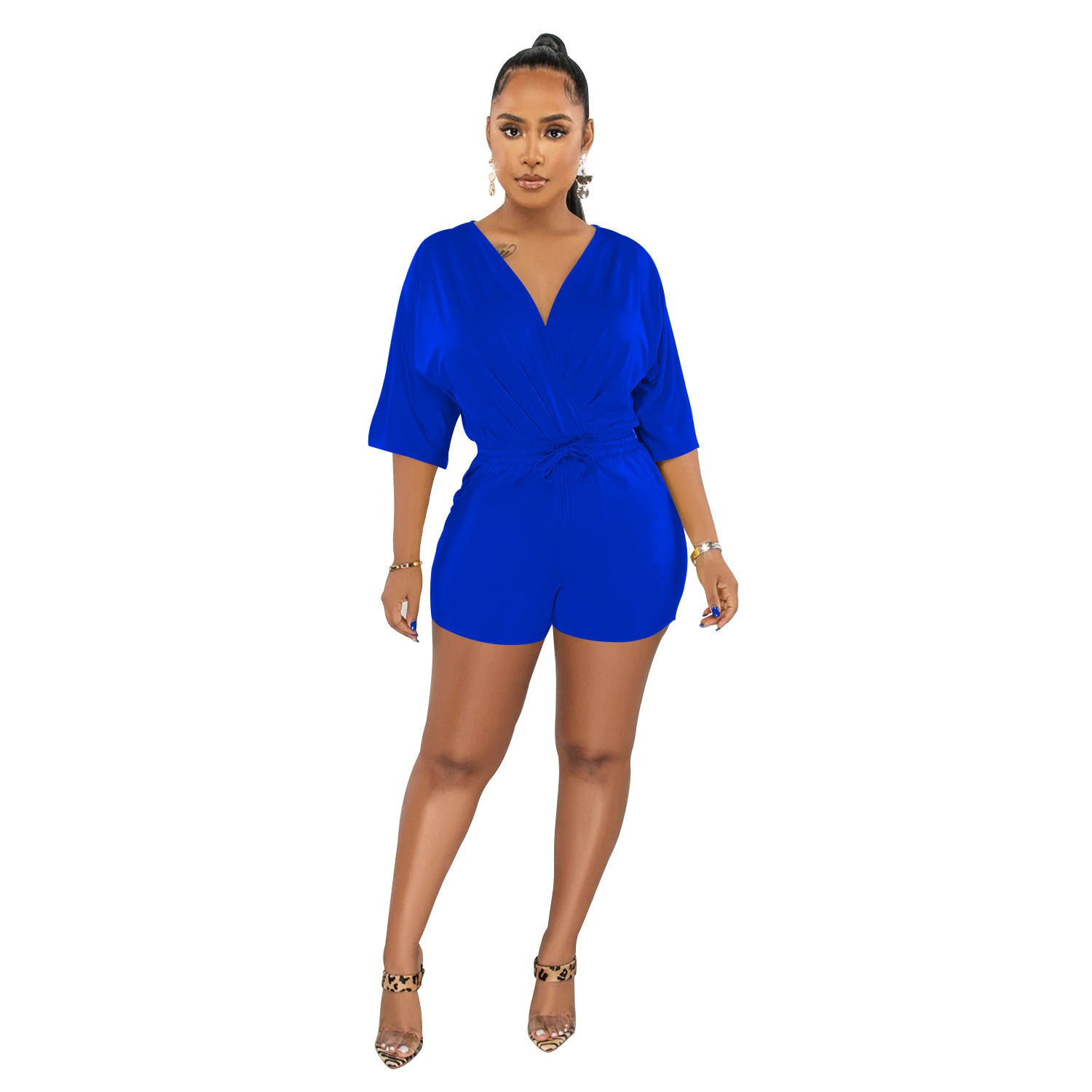 FZ Women's V Neck Half Sleeves Shorts Jumpsuit - FZwear