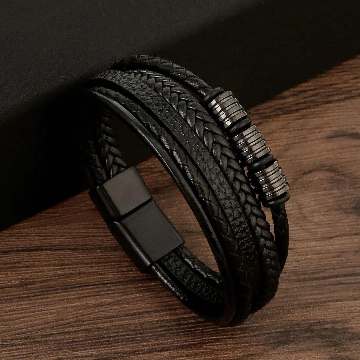 FZ Alloy Buckle Gothic Punk MultiLayer Leather Bracelet - FZwear
